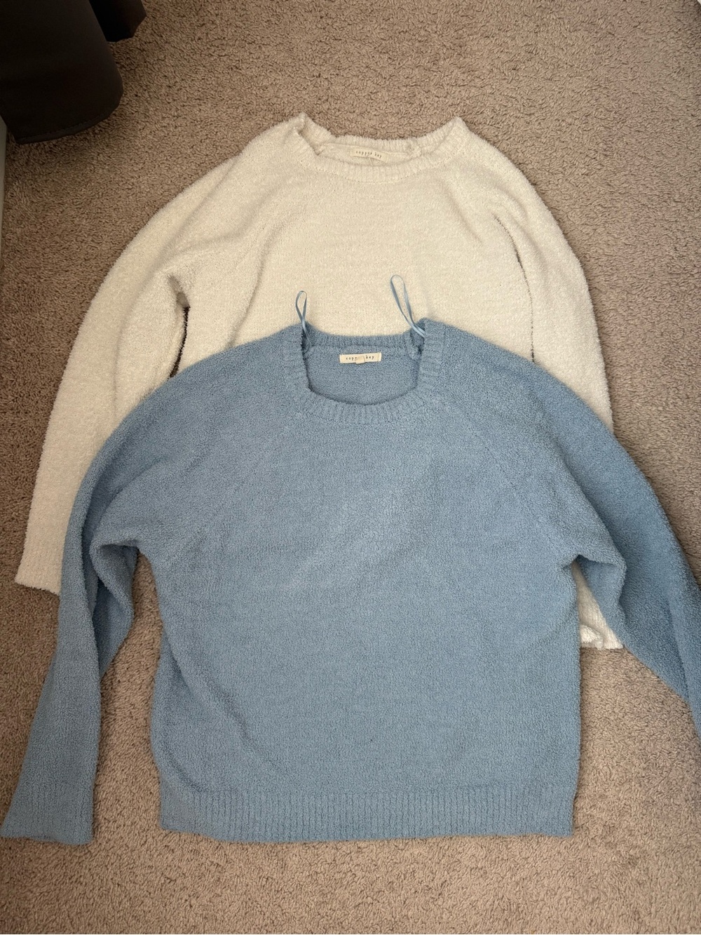 Copper Key light blue and white crewneck sweaters